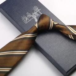 New OUKU Men's Neckties Fashion Business Jacquard Stripes Wedding Party Daily Wear