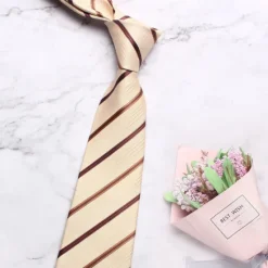 Best OUKU Men's Neckties Fashion Business Classic Stripes Wedding Party Daily Wear