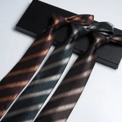 Online OUKU Men's Neckties Fashion Business Jacquard Stripes Wedding Party Daily Wear