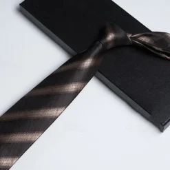 Online OUKU Men's Neckties Fashion Business Jacquard Stripes Wedding Party Daily Wear