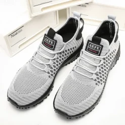 New OUKU Men's Neon Green Breathable Athletic Sneakers – Lightweight Mesh Running Shoes with Cushioned Sole