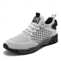 New OUKU Men's Neon Green Breathable Athletic Sneakers – Lightweight Mesh Running Shoes with Cushioned Sole