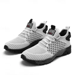 New OUKU Men's Neon Green Breathable Athletic Sneakers – Lightweight Mesh Running Shoes with Cushioned Sole