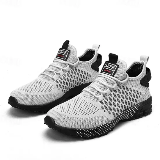 New OUKU Men's Neon Green Breathable Athletic Sneakers – Lightweight Mesh Running Shoes with Cushioned Sole