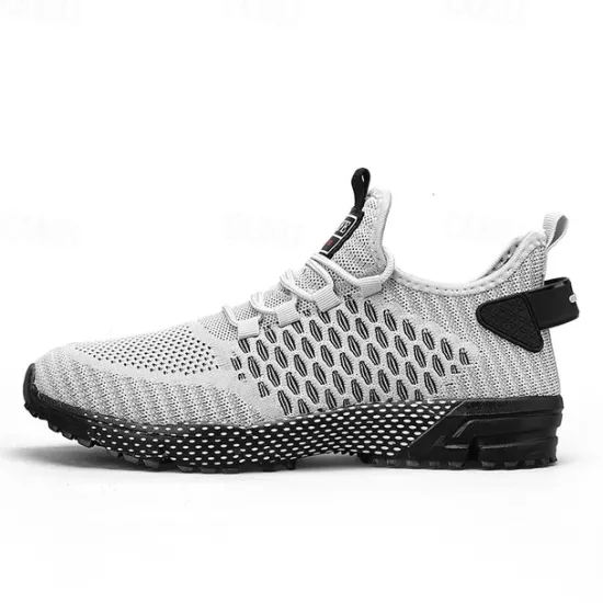 New OUKU Men's Neon Green Breathable Athletic Sneakers – Lightweight Mesh Running Shoes with Cushioned Sole