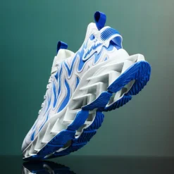 Online OUKU Men's Neon Green Flame Sneakers, Bold Wave Design with Breathable Upper and Cushioned Sole, Perfect for Streetwear and Active Lifestyle
