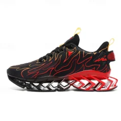 Online OUKU Men's Neon Green Flame Sneakers, Bold Wave Design with Breathable Upper and Cushioned Sole, Perfect for Streetwear and Active Lifestyle