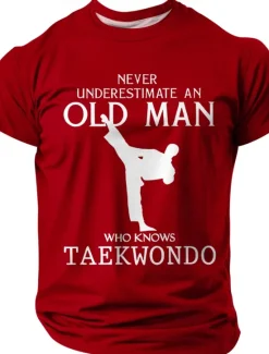 Discount OUKU Men's Never Underestimate An Old Man Who Knows Taekwondo T Shirt Short Sleeve T shirt 3D Print Crew Neck Shirt Fashion Daily Basic Street Casual Daily Summer Spring All Seasons Clothing