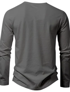 Discount OUKU Men's New Year Flag Long Sleeve Shirt Long Sleeve Print Daily Casual Daily Festival Spring & Fall Black Blue Green Light Grey Henley Henley T-Shirt