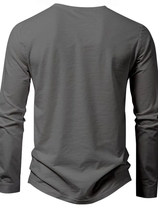 Discount OUKU Men's New Year Flag Long Sleeve Shirt Long Sleeve Print Daily Casual Daily Festival Spring & Fall Black Blue Green Light Grey Henley Henley T-Shirt