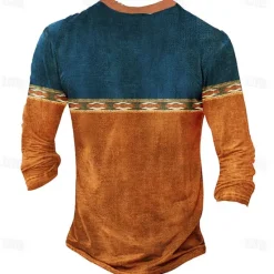 Online OUKU Men's Oktoberfest Deer Henley Shirt Long Sleeve 3D Printing Sports Fashion Daily Street Casual Daily Winter Spring & Fall Blue Brown Green Henley Henley T-Shirt