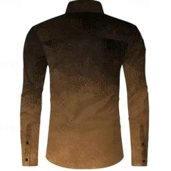 New OUKU Men's Ombre Cowboy Western Shirt Button Up Shirt Cowboy Shirt Long Sleeve Casual Formal Daily Holiday Fall Winter Spring & Summer Turndown Collared Shirts Button Up Pocket 3D Print Brown