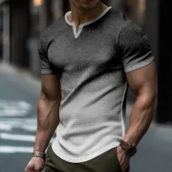 Sale OUKU Men's Ombre Graphic T Shirt Short Sleeve T shirt 3D Print Crew Neck Shirt Sports Fashion Daily Vacation Party Street Summer Spring Clothing Apparel S M L XL 2XL 3XL Dark Gray