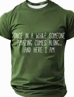 New OUKU Men's Once In A While Someone Amazing Comes Along And Here I Am T Shirt Short Sleeve T shirt 3D Print Crew Neck Shirt Fashion Daily Basic Street Casual Daily All Seasons Clothing