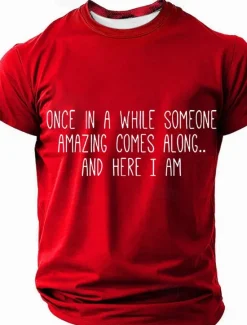 New OUKU Men's Once In A While Someone Amazing Comes Along And Here I Am T Shirt Short Sleeve T shirt 3D Print Crew Neck Shirt Fashion Daily Basic Street Casual Daily All Seasons Clothing