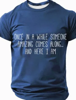 New OUKU Men's Once In A While Someone Amazing Comes Along And Here I Am T Shirt Short Sleeve T shirt 3D Print Crew Neck Shirt Fashion Daily Basic Street Casual Daily All Seasons Clothing
