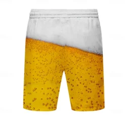 Outlet OUKU Men's Optical Illusion 3D Print Beer Swim Trunks Swim Shorts Board Shorts Mid Waist Fashion Hawaiian Designer Casual Daily Holiday Pocket Drawstring Elastic Waist Designer Clothing Apparel