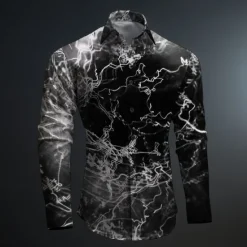 Online OUKU Men's Optical Illusion Geometric Pattern Button Up Shirt Printed Shirts Long Sleeve Subcultural Vacation Party Street Spring & Summer Turndown Print Button-Down Red Blue Purple Green Gray