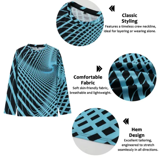 Best OUKU Men's Optical Illusion Graphic Prints T Shirt Long Sleeve T shirt 3D Print Crew Neck Shirt Sports Designer Basic Outdoor Street Daily A B C Spring & Fall Clothing Apparel S M L XL XXL 3XL 4XL