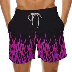 Best OUKU Men's Optical Illusion Print Flame Swim Trunks Swim Shorts Board Shorts Hawaiian Holiday Drawstring with Mesh lining Elastic Waist Designer Clothing Apparel