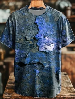 Discount OUKU Men's Optical Illusion T Shirt Short Sleeve T shirt 3D Print Crew Neck Shirt Exaggerated Designer Party Street Casual Blue Brown Green Summer Spring All Seasons Clothing Apparel S M L XL XXL XXXL