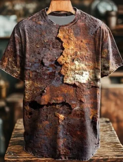 Discount OUKU Men's Optical Illusion T Shirt Short Sleeve T shirt 3D Print Crew Neck Shirt Exaggerated Designer Party Street Casual Blue Brown Green Summer Spring All Seasons Clothing Apparel S M L XL XXL XXXL