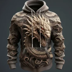 New OUKU Men's Graphic Animal Hoodie Hoodies Sweatshirt Hoodie Long Sleeve Hooded Sweatshirt Hooded Fashion 3D Print Sports Outdoor Holiday Vacation 5 7 Print Front Pocket Spring & Fall Designer