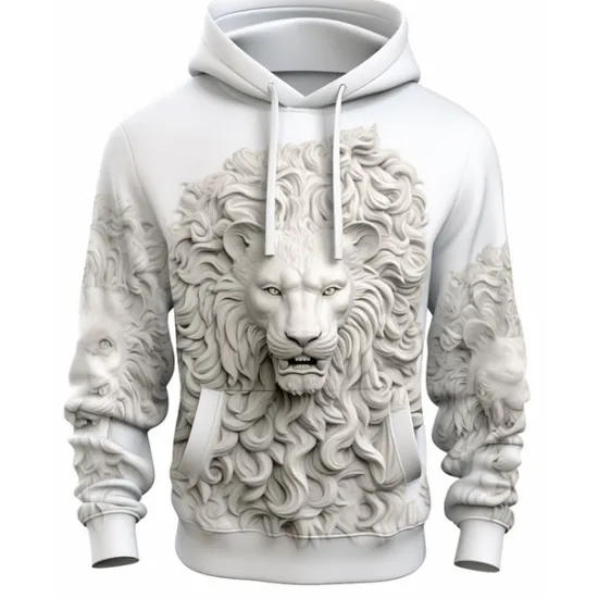 New OUKU Men's Graphic Animal Hoodie Hoodies Sweatshirt Hoodie Long Sleeve Hooded Sweatshirt Hooded Fashion 3D Print Sports Outdoor Holiday Vacation 5 7 Print Front Pocket Spring & Fall Designer