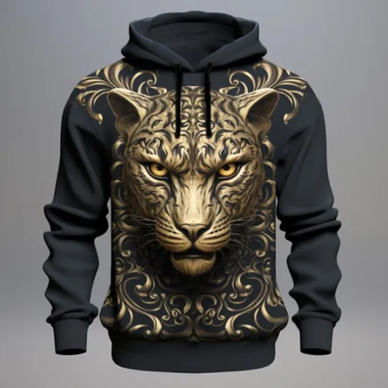New OUKU Men's Graphic Animal Hoodie Hoodies Sweatshirt Hoodie Long Sleeve Hooded Sweatshirt Hooded Fashion 3D Print Sports Outdoor Holiday Vacation 5 7 Print Front Pocket Spring & Fall Designer