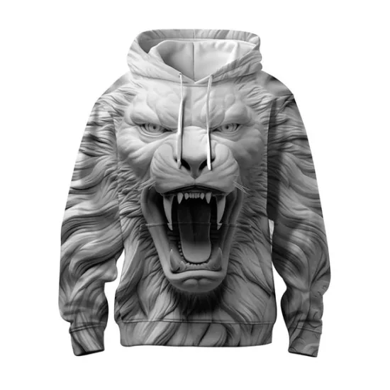 New OUKU Men's Graphic Animal Hoodie Hoodies Sweatshirt Hoodie Long Sleeve Hooded Sweatshirt Hooded Fashion 3D Print Sports Outdoor Holiday Vacation 5 7 Print Front Pocket Spring & Fall Designer