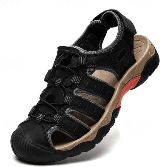 OUKU Men's Outdoor Hiking Sandals - Breathable Closed-Toe Design, Adjustable Lace-Up Straps, Anti-Slip Sole, Comfortable Summer Footwear for Trekking and Camping