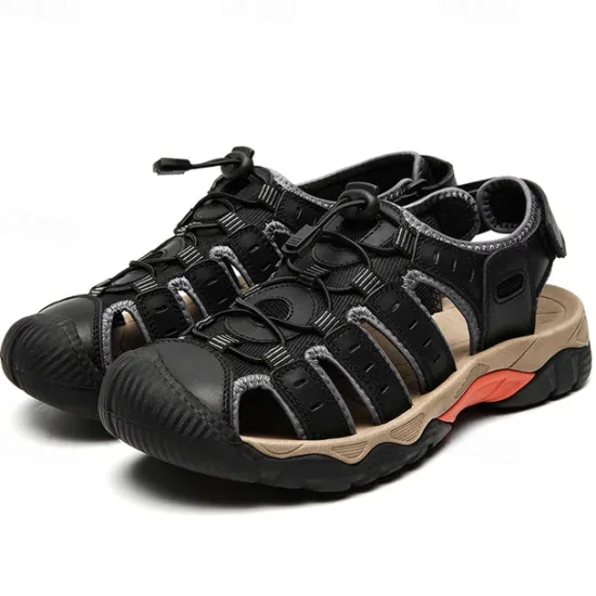 OUKU Men's Outdoor Hiking Sandals - Breathable Closed-Toe Design, Adjustable Lace-Up Straps, Anti-Slip Sole, Comfortable Summer Footwear for Trekking and Camping