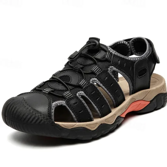 OUKU Men's Outdoor Hiking Sandals - Breathable Closed-Toe Design, Adjustable Lace-Up Straps, Anti-Slip Sole, Comfortable Summer Footwear for Trekking and Camping