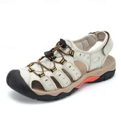 OUKU Men's Outdoor Hiking Sandals - Breathable Closed-Toe Design, Adjustable Lace-Up Straps, Anti-Slip Sole, Comfortable Summer Footwear for Trekking and Camping
