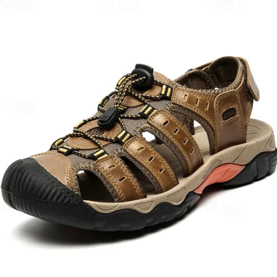 OUKU Men's Outdoor Hiking Sandals - Breathable Closed-Toe Design, Adjustable Lace-Up Straps, Anti-Slip Sole, Comfortable Summer Footwear for Trekking and Camping