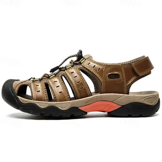 OUKU Men's Outdoor Hiking Sandals - Breathable Closed-Toe Design, Adjustable Lace-Up Straps, Anti-Slip Sole, Comfortable Summer Footwear for Trekking and Camping