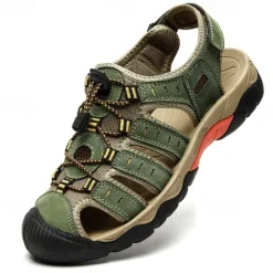 OUKU Men's Outdoor Hiking Sandals - Breathable Closed-Toe Design, Adjustable Lace-Up Straps, Anti-Slip Sole, Comfortable Summer Footwear for Trekking and Camping