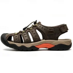 OUKU Men's Outdoor Hiking Sandals - Breathable Closed-Toe Design, Adjustable Lace-Up Straps, Anti-Slip Sole, Comfortable Summer Footwear for Trekking and Camping
