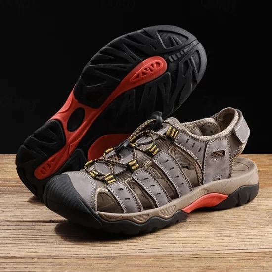 OUKU Men's Outdoor Hiking Sandals - Breathable Closed-Toe Design, Adjustable Lace-Up Straps, Anti-Slip Sole, Comfortable Summer Footwear for Trekking and Camping