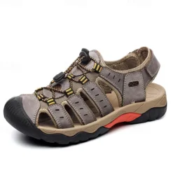 OUKU Men's Outdoor Hiking Sandals - Breathable Closed-Toe Design, Adjustable Lace-Up Straps, Anti-Slip Sole, Comfortable Summer Footwear for Trekking and Camping