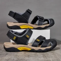 Discount OUKU Men's Outdoor Hiking Sandals - Durable Open-Toe Design, Adjustable Straps, Anti-Slip Sole, Lightweight Sport Shoes for Summer Adventures