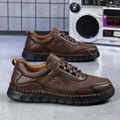 New OUKU Men's Outdoor Hiking Shoes with Durable Faux Leather Upper and Rugged Sole – Comfortable Lace-Up Sneakers for Everyday Wear and Adventure
