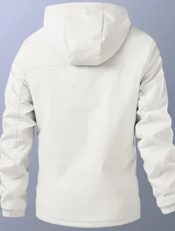 Hot OUKU Men's Outdoor Jacket Fleece Jacket Raincoat Hoodie Jacket Daily Vacation Waterproof Windproof Pocket Fall & Winter Letter Fashion Classic Hooded Regular Black White Jacket