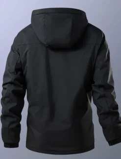 Hot OUKU Men's Outdoor Jacket Fleece Jacket Raincoat Hoodie Jacket Daily Vacation Waterproof Windproof Pocket Fall & Winter Letter Fashion Classic Hooded Regular Black White Jacket