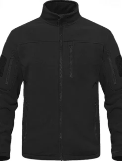 Best OUKU Men's Outdoor Jacket Polar Fleece Jacket Tactical Jacket Daily Vacation Thermal Warm Pocket Fleece Fall & Winter Plain Fashion Streetwear Stand Collar Regular Black Navy Blue Khaki Army Green Gray