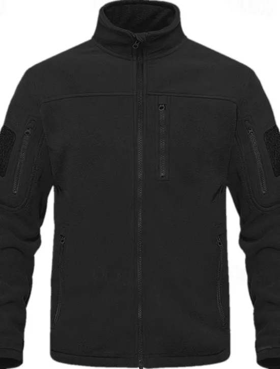 Best OUKU Men's Outdoor Jacket Polar Fleece Jacket Tactical Jacket Daily Vacation Thermal Warm Pocket Fleece Fall & Winter Plain Fashion Streetwear Stand Collar Regular Black Navy Blue Khaki Army Green Gray