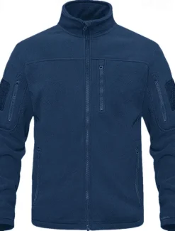 Best OUKU Men's Outdoor Jacket Polar Fleece Jacket Tactical Jacket Daily Vacation Thermal Warm Pocket Fleece Fall & Winter Plain Fashion Streetwear Stand Collar Regular Black Navy Blue Khaki Army Green Gray