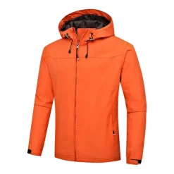 Best OUKU Men's Outdoor Jacket Softshell Jacket Transition Jacket Hoodie Jacket Training Outdoor Waterproof Windproof Pocket Drawstring Spring Fall Solid Color Casual Military Style Stand Collar Regular