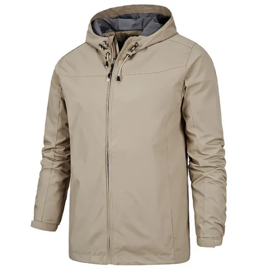 Best OUKU Men's Outdoor Jacket Softshell Jacket Transition Jacket Hoodie Jacket Training Outdoor Waterproof Windproof Pocket Drawstring Spring Fall Solid Color Casual Military Style Stand Collar Regular