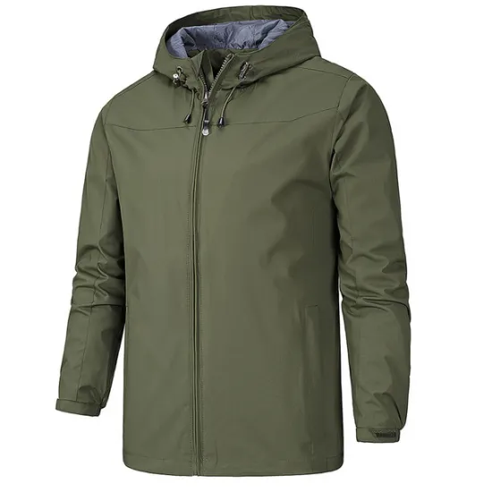 Best OUKU Men's Outdoor Jacket Softshell Jacket Transition Jacket Hoodie Jacket Training Outdoor Waterproof Windproof Pocket Drawstring Spring Fall Solid Color Casual Military Style Stand Collar Regular